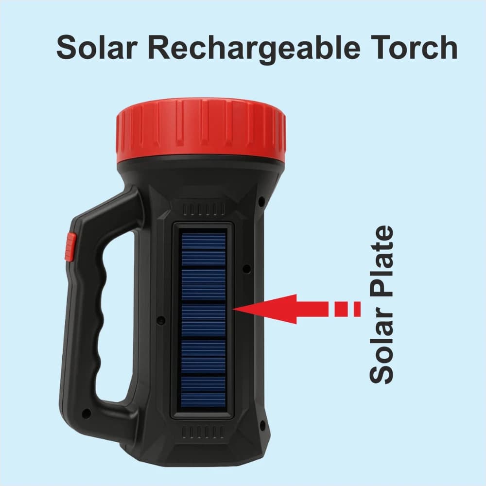 Radhe Agri Solar Rechargeable Torch Light, 1KM Range, 50W LED, 4000mAh Battery - Image 2