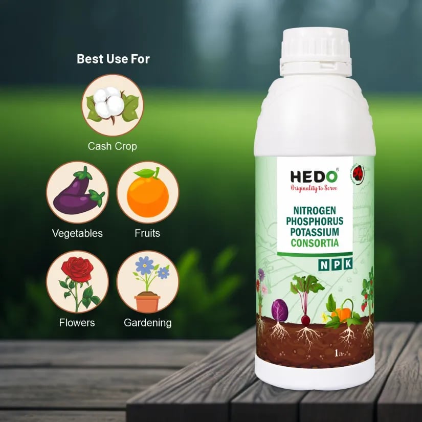 HEDO NPK Consortia (Bacteria) Liquid Bio Fertilizer For Agriculture, Garden, Soil Fertility And Plant Nutrition.