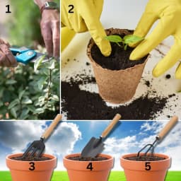 GACIL 5-In-1 Gardening Tool Kit Set For Home Garden, Includes Hand Gloves, Hand Shovel, Hand Fork, Hand Cultivator And Pruner 8